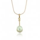Beautiful 18K gold plated pearl zircons Pendant & Necklace ! Gift Jewelry & Love