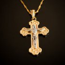 18k Gold Plated latin cross Jesus Christ pendant & necklace ! Christian Jewelry