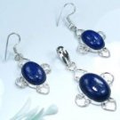 Silver 925 Lapis lazuli earrings & pendant & necklace