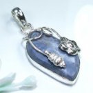 Fine natural pretty silver ocean Jasper pendant chain ! Gift Jewelry and Love