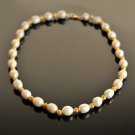 Fashion fresh water white pearls gold ball beaded necklace ! Gift Jewelry & Love