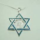 Fashion sterling silver star of David + opal pendant & necklace ! Gift & Jewelry