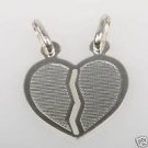 Solid sterling silver 925 pendant broken heart with two necklaces ! Gift & Love