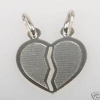 Solid sterling silver 925 pendant broken heart with two necklaces ! Gift & Love