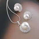 18k gold plated pearl & CZ(Zircon) lady jewelry set ! Gift Jewelry & Love