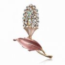 18K Gold Plated Rhinestone Wedding Flower Leaf Enamel Breastpin Pin Brooch