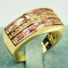 Fine fashion 10kt gold filled pink sapphire unisex ring size 9 ! Gift & Jewelry
