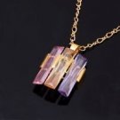 24k gold plated Emerald Cut elegant pendant & necklace ! Gift Jewelry & Love