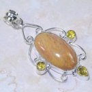 Sterling silver necklace & pendant set Jasper & citrine ! Gift Jewelry & Love