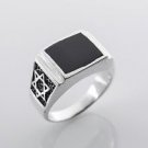 Solid sterling silver 925 David star men's ring & Onyx size 11 ! Gift & Jewelry