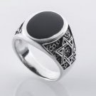 Solid sterling silver 925 David star men's ring & Onyx size 15 ! Gift & Jewelry