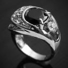 Fashion gold plated set black zircon woman ring size 6.5 ! Gift Jewelry & Love