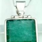 Sterling silver 925 pendant set Emerald stone + necklace ! Gift Jewelry & Love