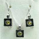Sterling & flower zircon - pendant necklace & earrings ! Gift Jewelry & Love
