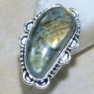 Fashion natural stone Labradorite silver ring size 8 1/2 ! Gift Jewelry & Love