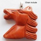 Fashion silver necklace & pendant set jasper horse head ! Gift Jewelry & Love