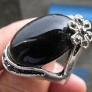 Thailand silver retro ring natural black onyx gemstone size 11 ! Gift & Jewelry