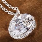 18K gold plated white Swarovski Crystal pendant & necklace ! Gift Jewelry & Love
