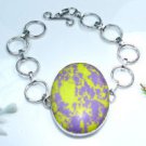Beautiful mosaic jasper stone silver 925 bracelet ! Woman & Man gifts