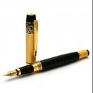 New Luxury Black & Gold Stainless HERO 901 Medium Nib Fountain Pen Gift