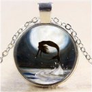 Vintage Moon Mermaid Cabochon Tibetan Silver Glass Chain Pendant Necklace NEW