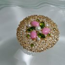 Vintage Sarah Coventry Mid 20th Century Large brooch w/ cabochons & faux gems