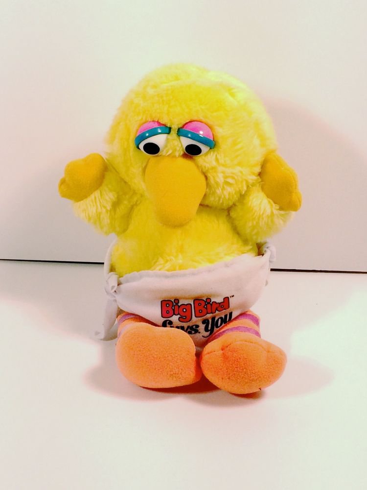 Vintage Hasbro Softies Sesame Street Baby Big Bird LUVS YOU Plush 11