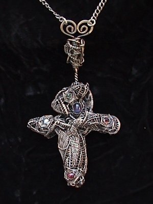 Woven Sterling Cross and Chain