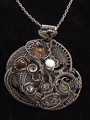 8 Stone Sterling Pendant and Chain