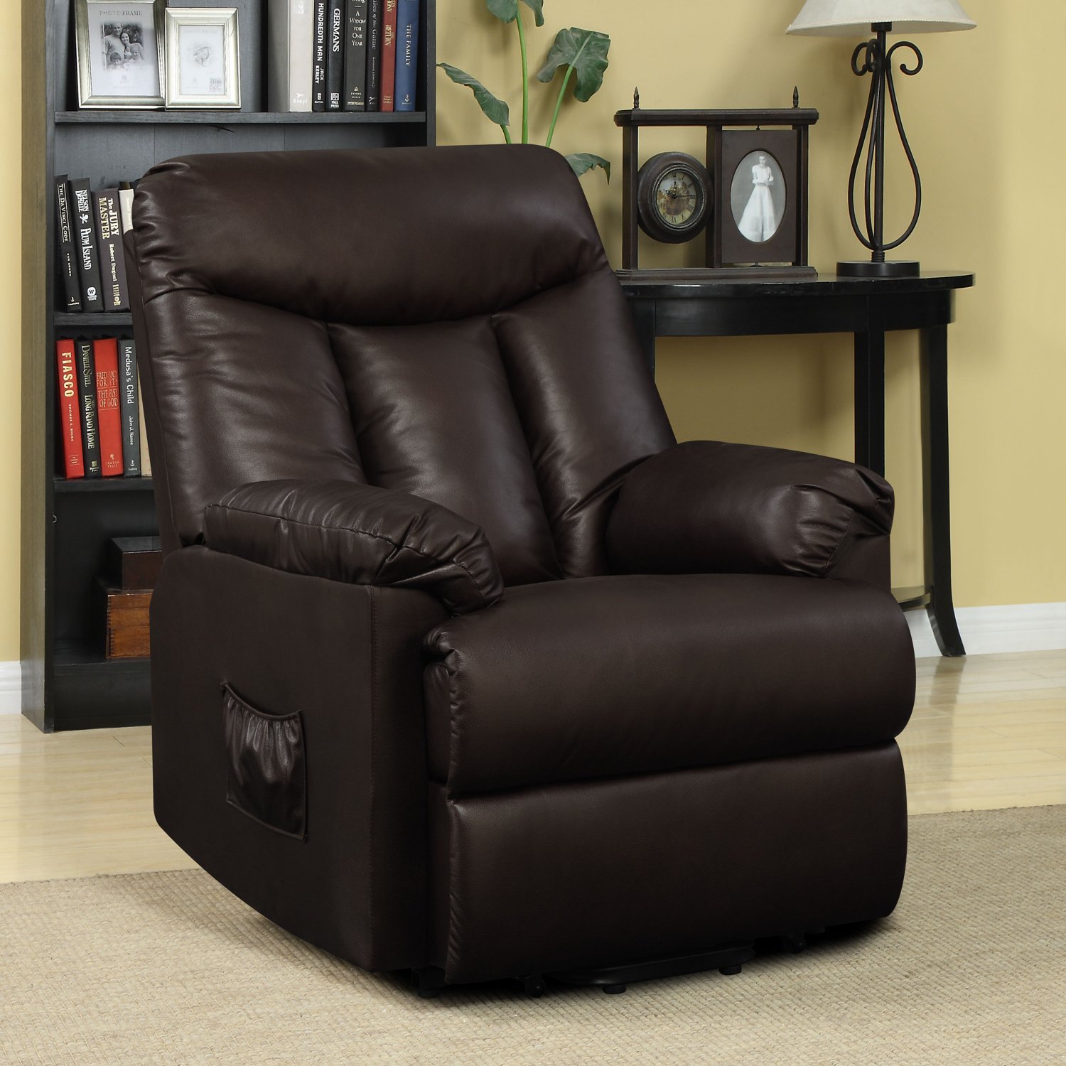 Leather Power Recline and Lift Wall Hugger Chair Sofa Lounge Furniture