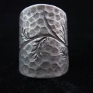 Fine Silver Rings THAI HANDMADE KAREN HILL TRIBE hammer & leaf oxidize color R3