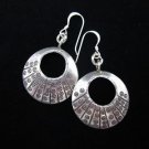 Fashion earrings Hill tribe Genuine silver thai karen tribal circle engrave er20