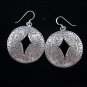 Fashion earrings Hill tribe Genuine silver thai karen tribal lotus engrave ER120