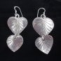 Hill tribe silver earrings thai karen Fine solid handmade lovely leaf E44