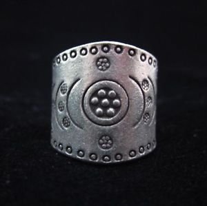 Fine Silver Rings THAILAND KAREN HILL TRIBE Vintage daisy wave engrave handmade