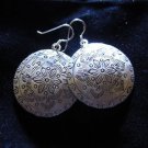 Fine silver earrings Hill tribe thai karen Kuchi Flower engrave Vintage E98