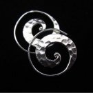 Fine silver earrings Hill tribe Thai karen Handmade hammered spiral circle shape