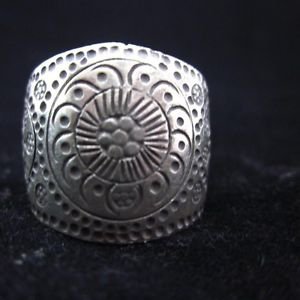 Fine Silver Rings THAILAND KAREN HILL TRIBE Daisy Buddha style Vintage handmade