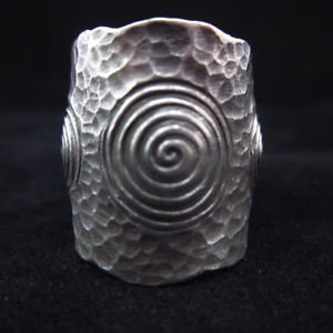 Fine Silver Rings THAI HANDMADE KAREN HILL TRIBE Kutch Spiral hammered R10