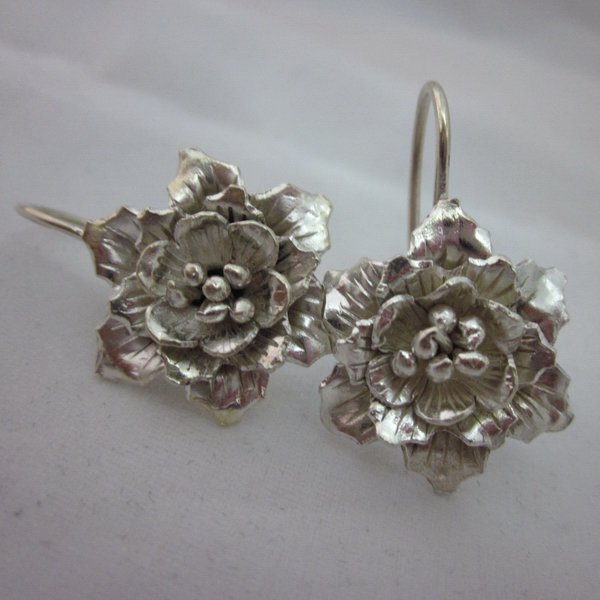 Fashion Silver Earrings Tribal LOTUS Flowers boucles d'oreilles Ohrringe ER123