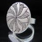 Fashion Silver Ring Thai Hill Tribe Turbina Engraved Halo Gümüş Yüzük Anillo R55