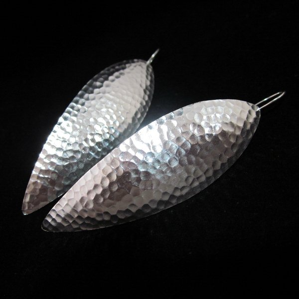 Pendientes de plata Fashion Silver Earrings ELEGANT Long Hammered Shining E134