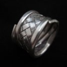Fashion Silver Ring Braided MASSIVER ANELLO ARGENTO Rolle Welle Weave Woven R69