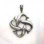PEWTER Pendant Ciondolo Anhänger Vintage Four Dolphins Fish Delfino Ocean Sea W6