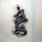 PEWTER Pendant Ciondolo Anhänger Vintage Red Eye Drake Dragon Draco Drachen W10