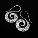 Argento Orecchini Pendientes S Engraved SPIRALE Fashion Silver Earrings ER139