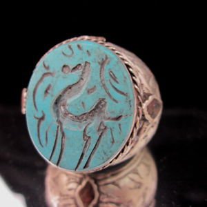 Islamic ring 925 Sterling Silver Ayat al-Kursi engraved Handmade Turquoise IS02