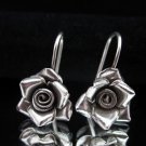 Fashion Silver Earrings Rose Cute Drop Dangle Schmuck Rosa Ohrringe Silber ER159