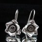 Fashion Silver Earrings Rose Cute Drop Dangle Schmuck Rosa Ohrringe Silber ER159