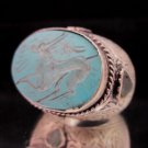 Islamic ring 925 Sterling Silver Handmade Turquoise Ayat al-Kursi engraved IS06